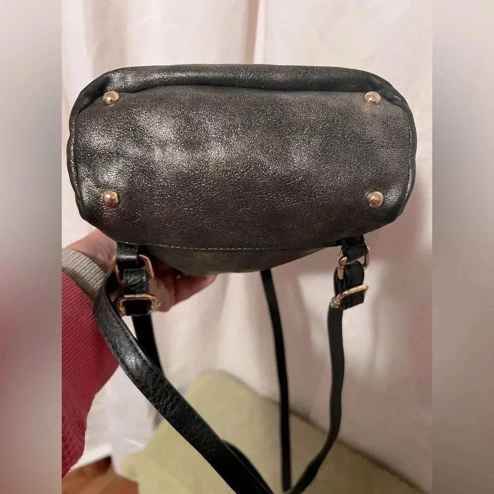 Juicy Couture Mini Backpack Black With Metallic Gold Shimmer Gold Accents EUC